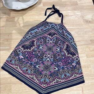 Kona Sol Pink and Blue Swim Coverup with Geometric Design